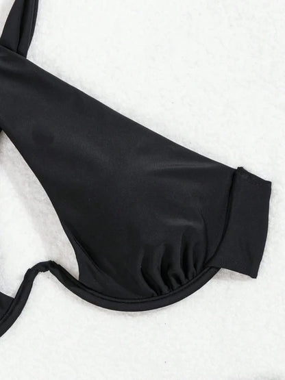 Women's Black Sexy  Two-piece Quick-dry Fabric Bikini Swimwear